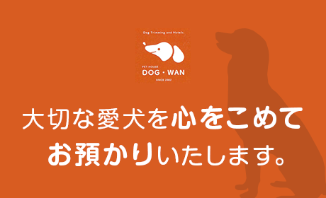 大切な愛犬を心をこめてお預かりいたします。